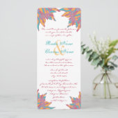 Invitations florales de Mariage rose Turquoise (Debout devant)