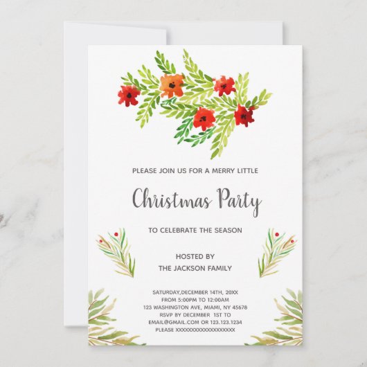 Invitations florales de Noël (Devant)