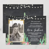 Invitations florales en bois de cactus (Devant / Derrière)