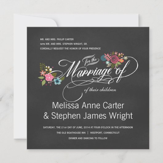 Invitations florales formelles de mariage de (Devant)