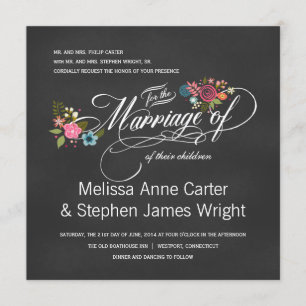 Invitations florales formelles de mariage de