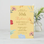 Invitations florales joyeuses 50e anniversaire (Debout devant)