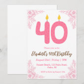 invitations florales modernes à 40e anniversaire (Devant / Derrière)