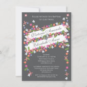 Invitations florales modernes jumeaux Baptême (Devant)