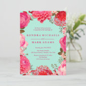 Invitations florales modernes, roses et moulures (Debout devant)