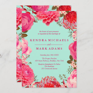 Invitations florales modernes, roses et moulures