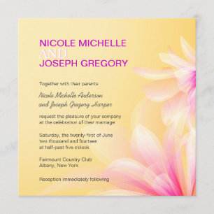 Invitations florales modernes roses jaunes de