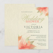 Invitations florales oranges de wedding shower (Devant / Derrière)