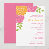 Invitations florales roses et orange (Devant / Derrière)
