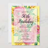 Invitations florales roses vives (Devant)