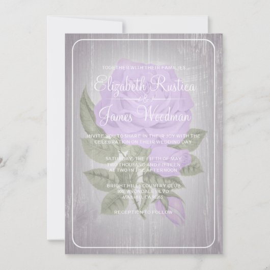 Invitations florales rustiques de mariage de (Devant)