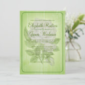 Invitations florales rustiques de mariage de vert (Debout devant)