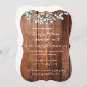Invitations florales rustiques en bois de mariage (Devant / Derrière)