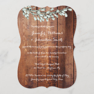Invitations florales rustiques en bois de mariage