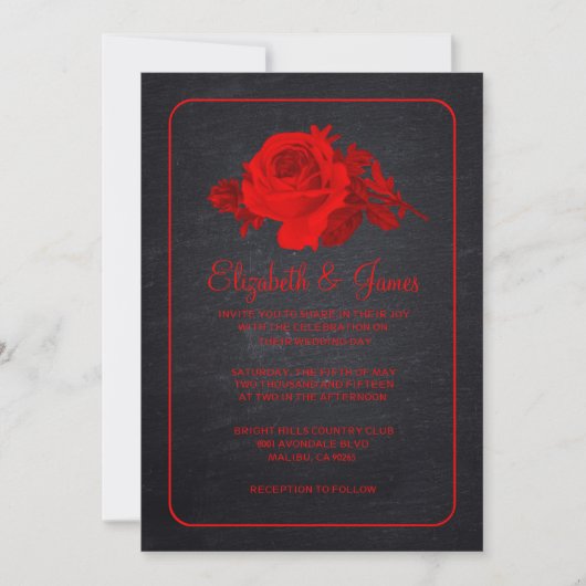 Invitations florales rustiques noires et rouges de (Devant)