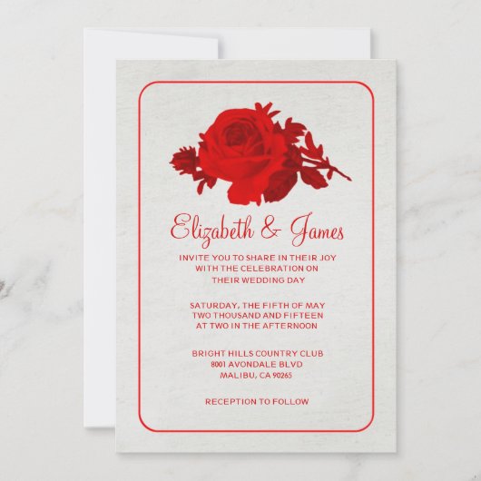 Invitations Florales Rustiques Rouges/Mariages Fle (Devant)