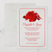 Invitations Florales Rustiques Rouges/Mariages Fle (Devant / Derrière)
