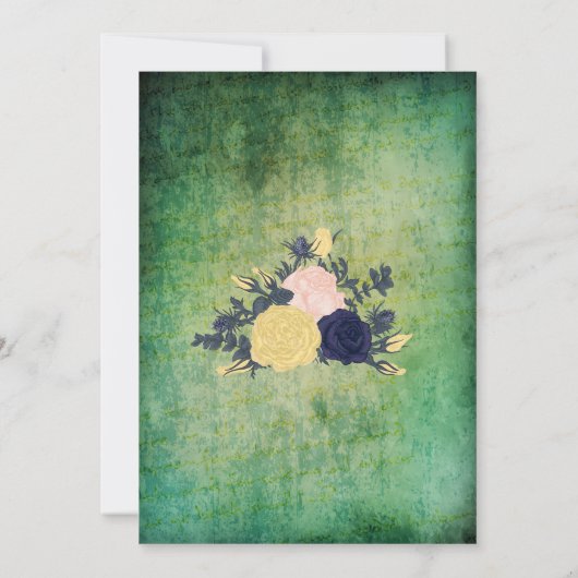 Invitations florales vertes rustiques de mariage (Dos)