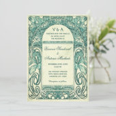 Invitations florales Vintages Turquoise (Debout devant)