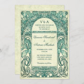Invitations florales Vintages Turquoise (Devant / Derrière)
