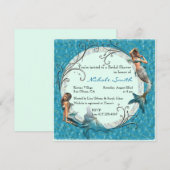 Invitations floraux bleus turquoises de Fête de la (Devant / Derrière)