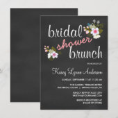 Invitations floraux de brunch de Fête de la mariée (Devant / Derrière)