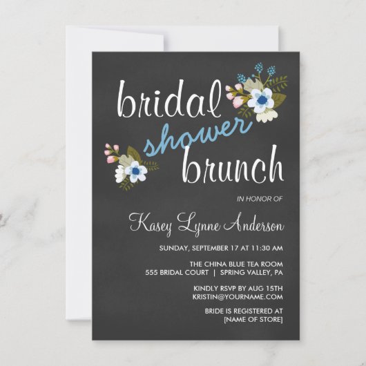 Invitations floraux de brunch de Fête de la mariée (Devant)