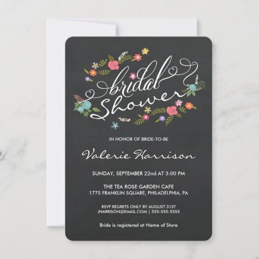 Invitations floraux de Fête de la mariée de (Devant)