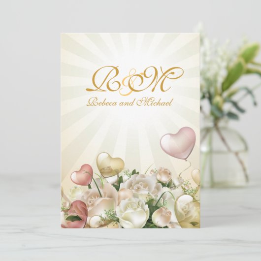 Invitations floraux élégants de mariage (Debout devant)