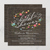 Invitations floraux en bois rustiques de Fête de (Devant / Derrière)