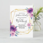 Invitations floraux Faire-part de mariage d'or vio (Debout devant)