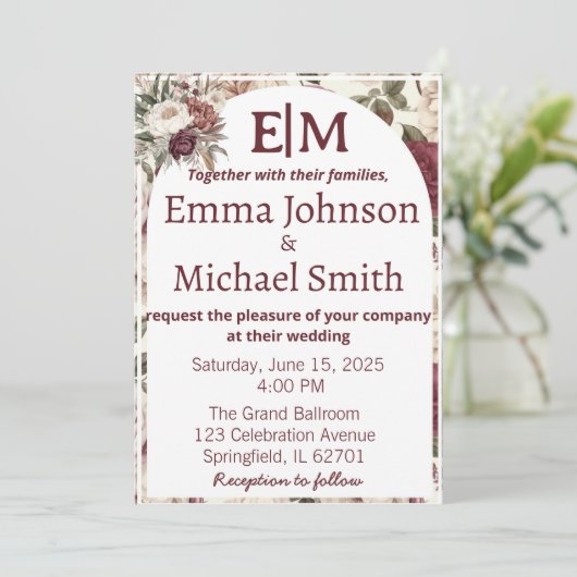 Invitations floraux rustiques (Debout devant)