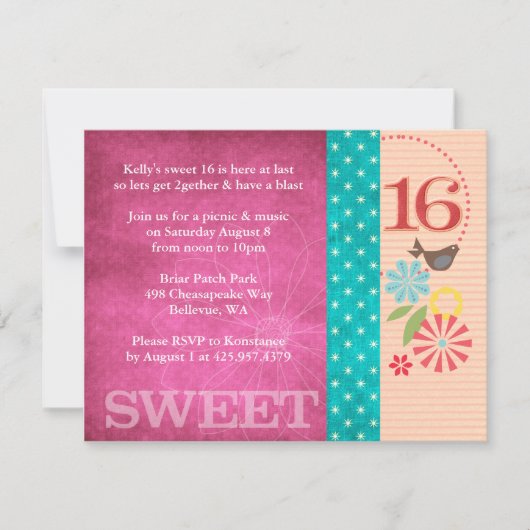 Invitations florifères funky (Devant)