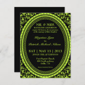 Invitations fluorescentes/au néon vertes de (Devant / Derrière)