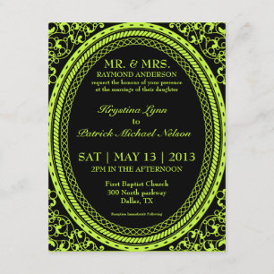 Invitations fluorescentes/au néon vertes de