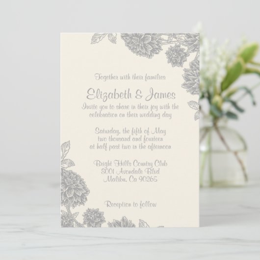 Invitations formelles de mariage de fleurs (Debout devant)
