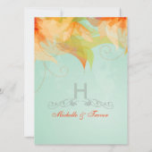 Invitations formelles florales oranges de mariage (Dos)