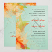 Invitations formelles florales oranges de mariage (Devant / Derrière)