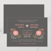 Invitations formelles florales rustiques de (Devant / Derrière)