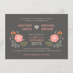 Invitations formelles florales rustiques de