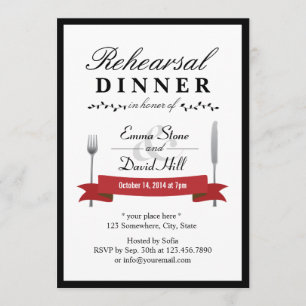 Invitations formelles pour le dîner de répétition