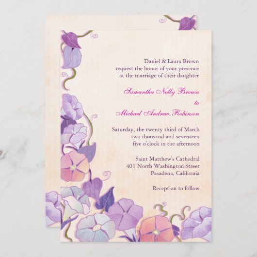 Invitations formels élégants de mariage (Devant / Derrière)