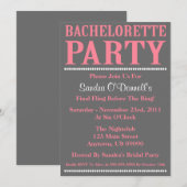 Invitations Fraîches Bachelorette (Pink / Grey) (Devant / Derrière)
