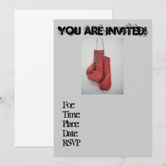 Invitations fraîches de gants de boxe (Devant / Derrière)