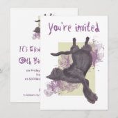 Invitations frais d'anniversaire de chat de bande (Devant / Derrière)