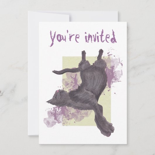Invitations frais d'anniversaire de chat de bande (Devant)