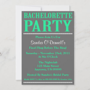 Invitations frais de partie de Bachelorette (vert