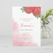Invitations fraise 1er anniversaire avec photo. (Debout devant)