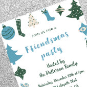Invitations Friendsmas Jolies vert bleu