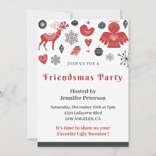 Invitations Friendsmas Noël Nordique (Devant)